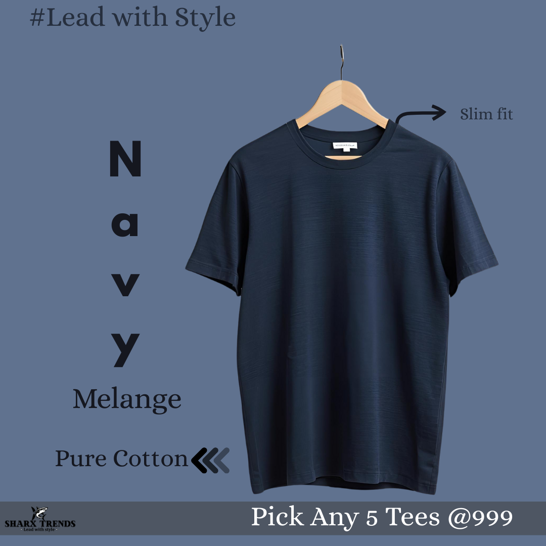 NAVY MELANGE TEES