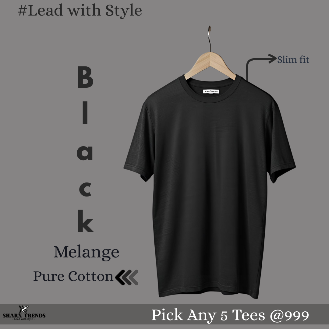 BLACK MELANGE TEES