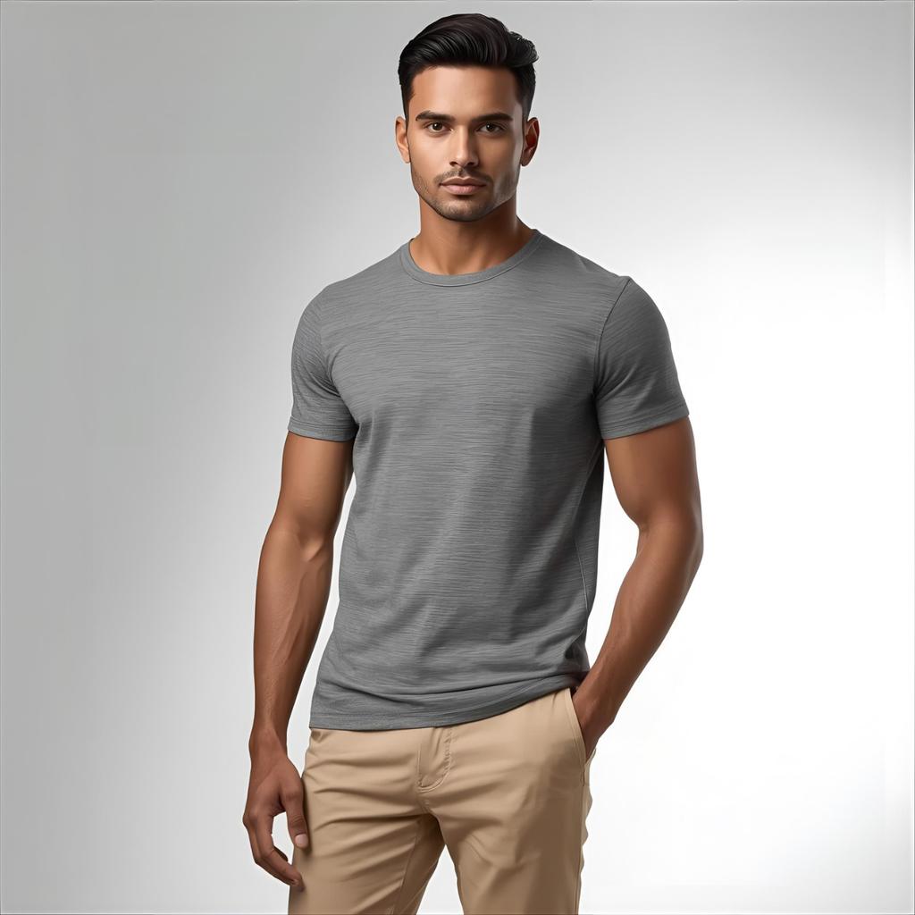 Sharx Half Sleeve Gray Melange Cotton T Shirt