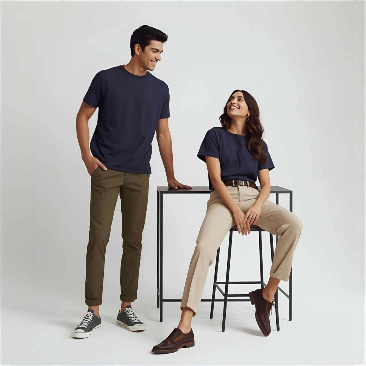 Sharx Half Sleeve Navy Melange Cotton T Shirt