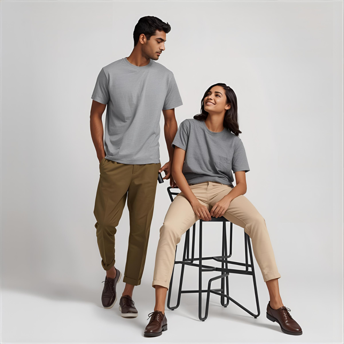 Sharx Half Sleeve Gray Melange Cotton T Shirt