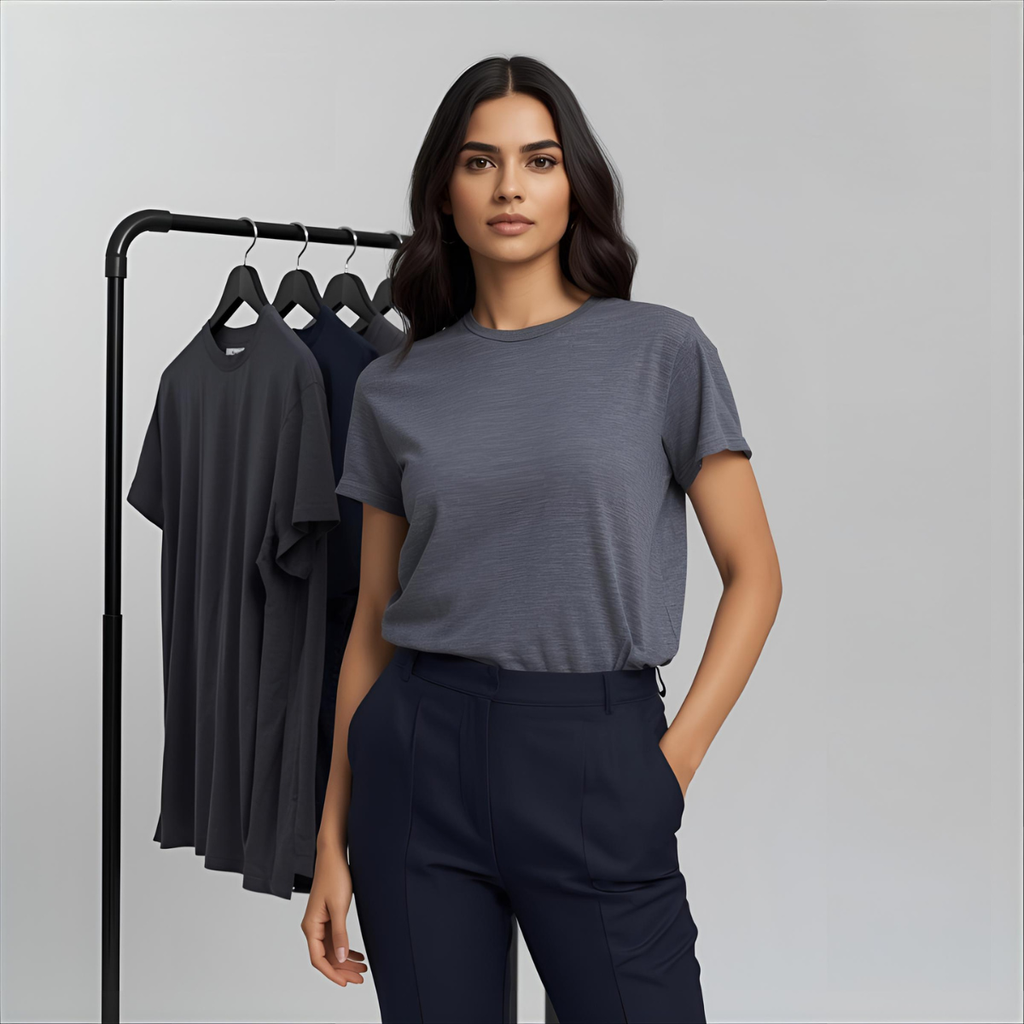 Sharx Half Sleeve Steel Gray Cotton T Shirt