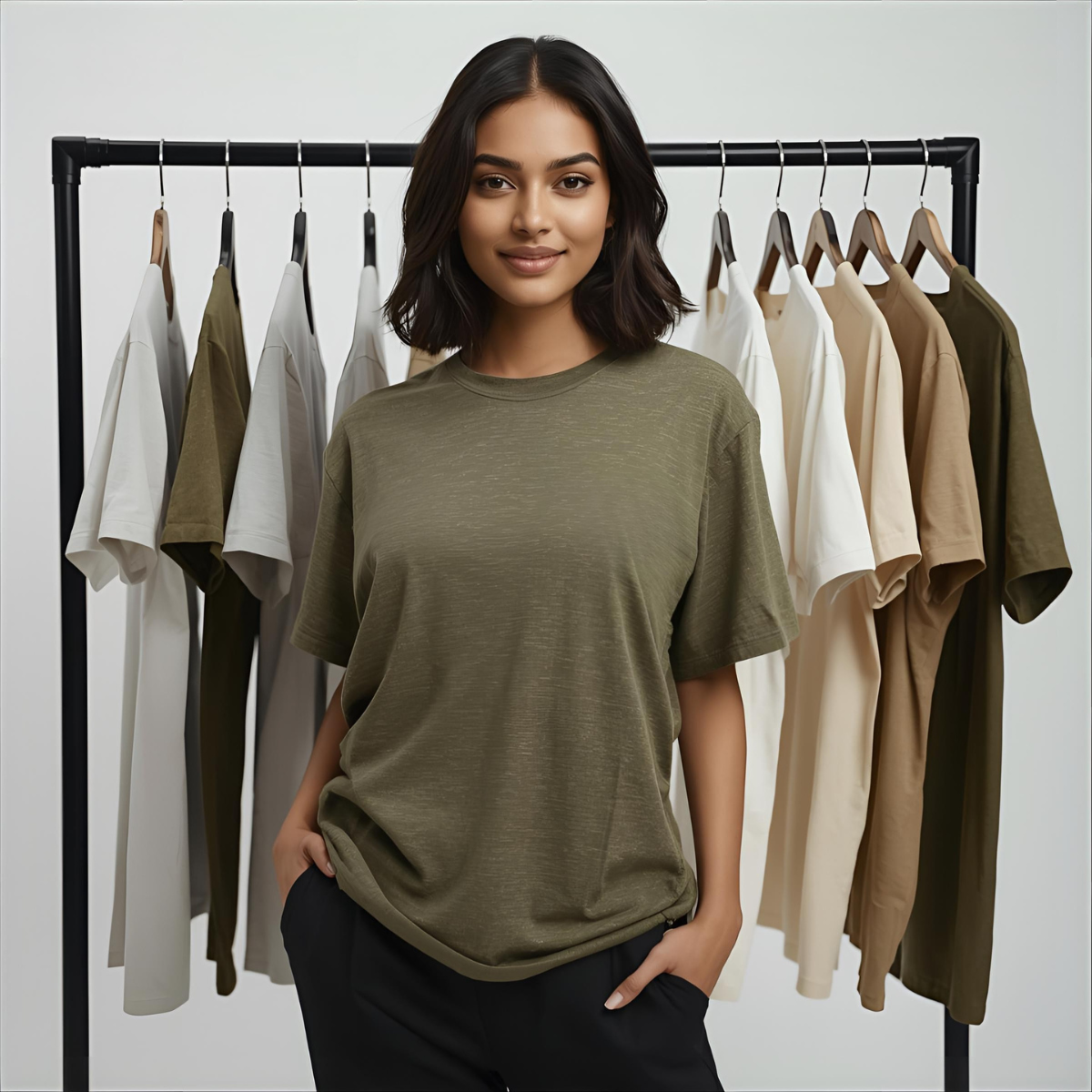 Sharx Half Sleeve Olive Melange Cotton T Shirt