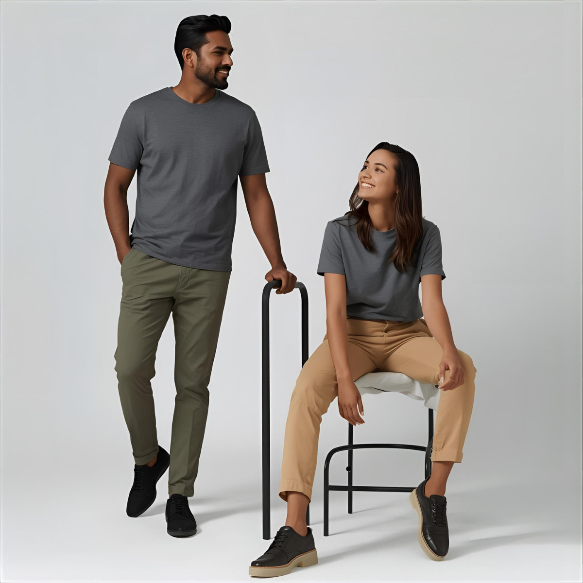 Sharx Half Sleeve Steel Gray Cotton T Shirt