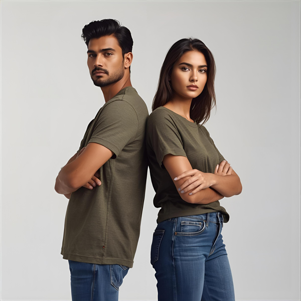 Sharx Half Sleeve Olive Melange Cotton T Shirt
