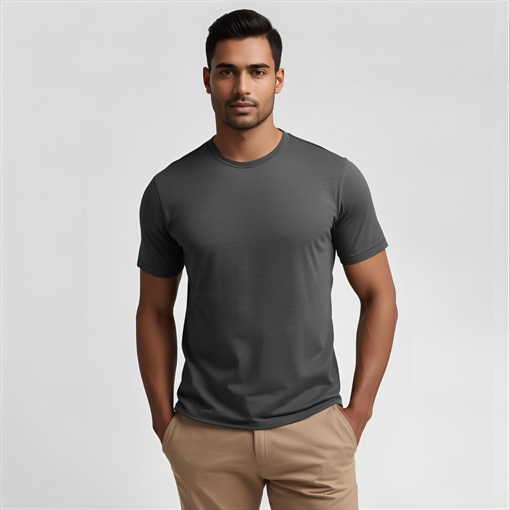 Sharx Half Sleeve Steel Gray Cotton T Shirt