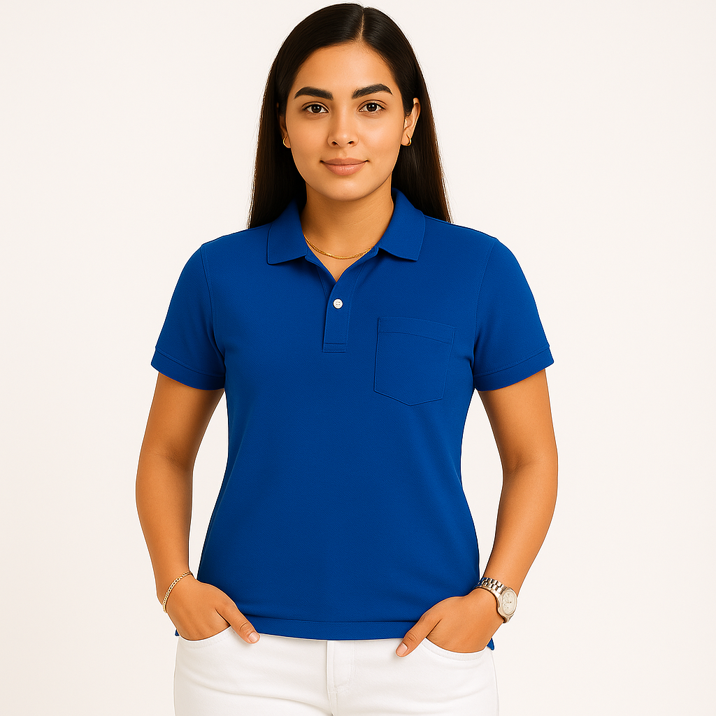 SHARXTRENDS Women’s Pure Cotton Pique Polo T-Shirt | Regular Fit | Ribbed Collar & Half Sleeve | 210–220 GSM | Casual, Office & Daily Wear