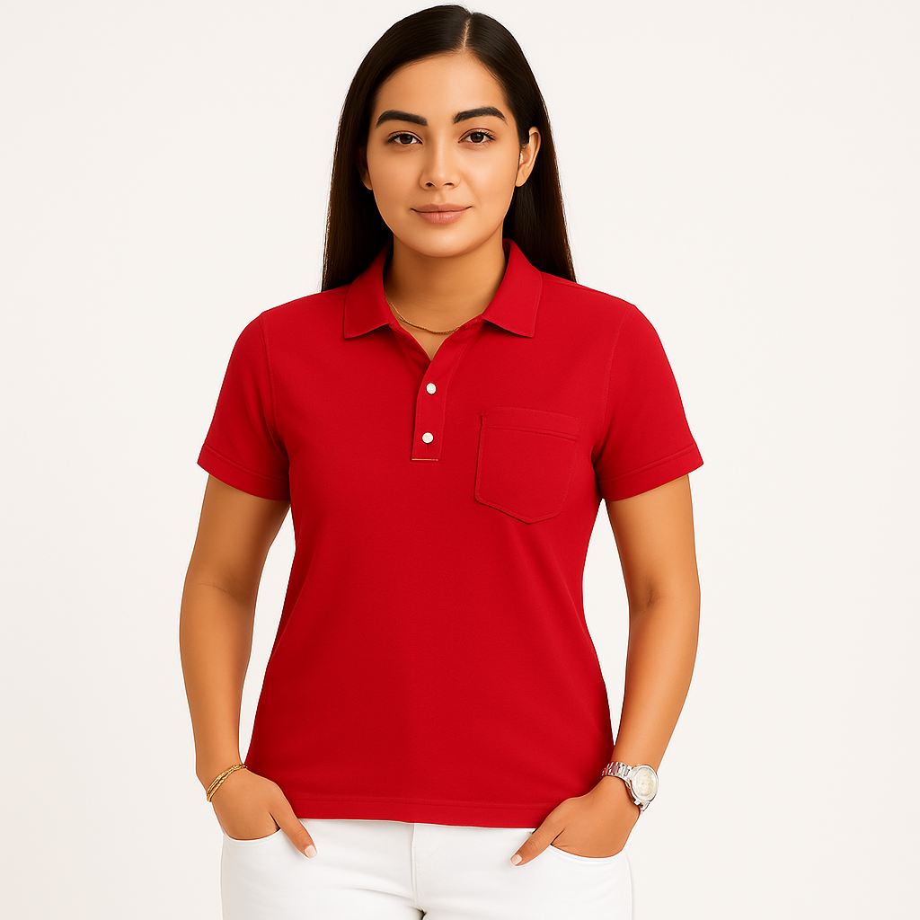 SHARXTRENDS Women’s Pure Cotton Pique Polo T-Shirt | Regular Fit | Ribbed Collar & Half Sleeve | 210–220 GSM | Casual, Office & Daily Wear