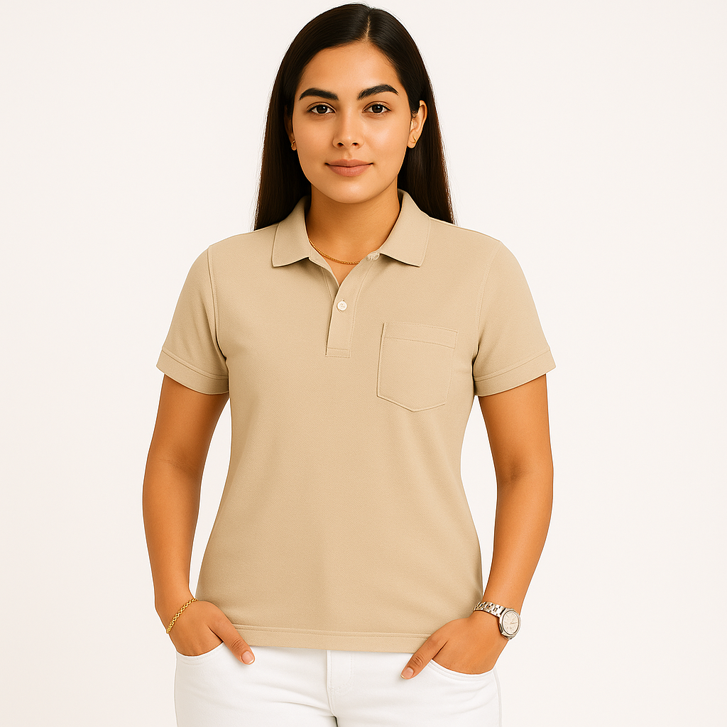 SHARXTRENDS Women’s Pure Cotton Pique Polo T-Shirt | Regular Fit | Ribbed Collar & Half Sleeve | 210–220 GSM | Casual, Office & Daily Wear