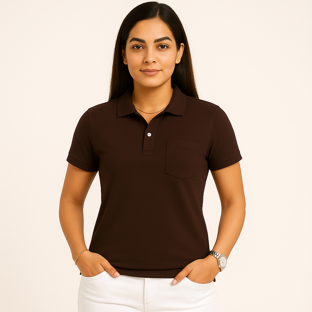SHARXTRENDS Women’s Pure Cotton Pique Polo T-Shirt | Regular Fit | Ribbed Collar & Half Sleeve | 210–220 GSM | Casual, Office & Daily Wear