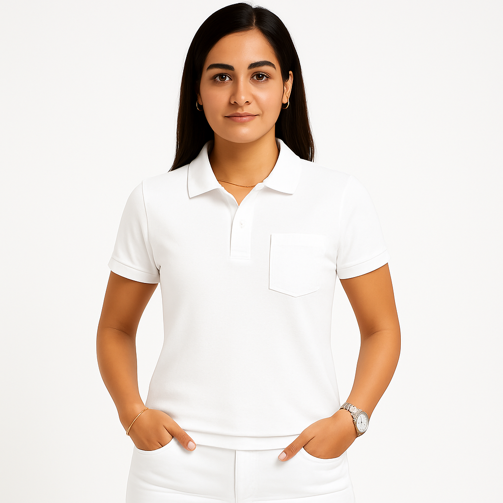 SHARXTRENDS Women’s Pure Cotton Pique Polo T-Shirt | Regular Fit | Ribbed Collar & Half Sleeve | 210–220 GSM | Casual, Office & Daily Wear