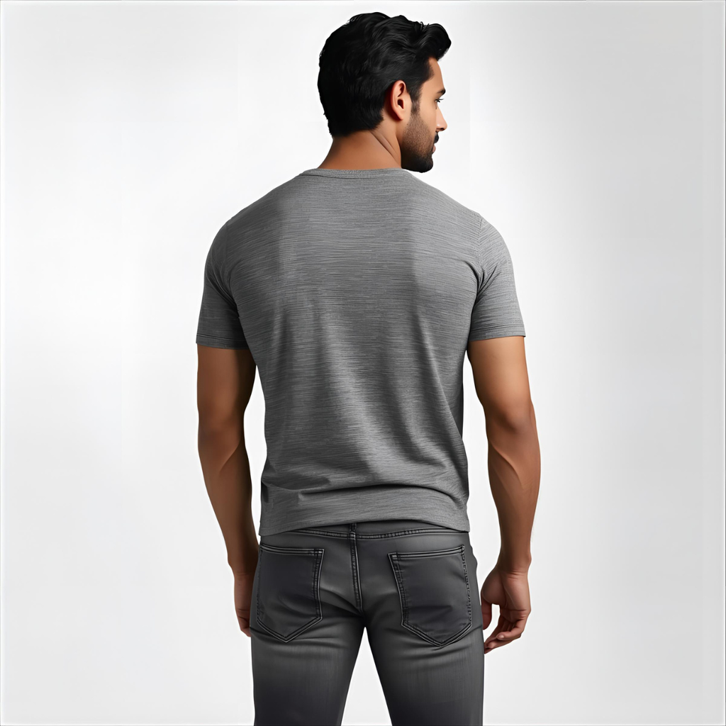 Sharx Half Sleeve Gray Melange Cotton T Shirt