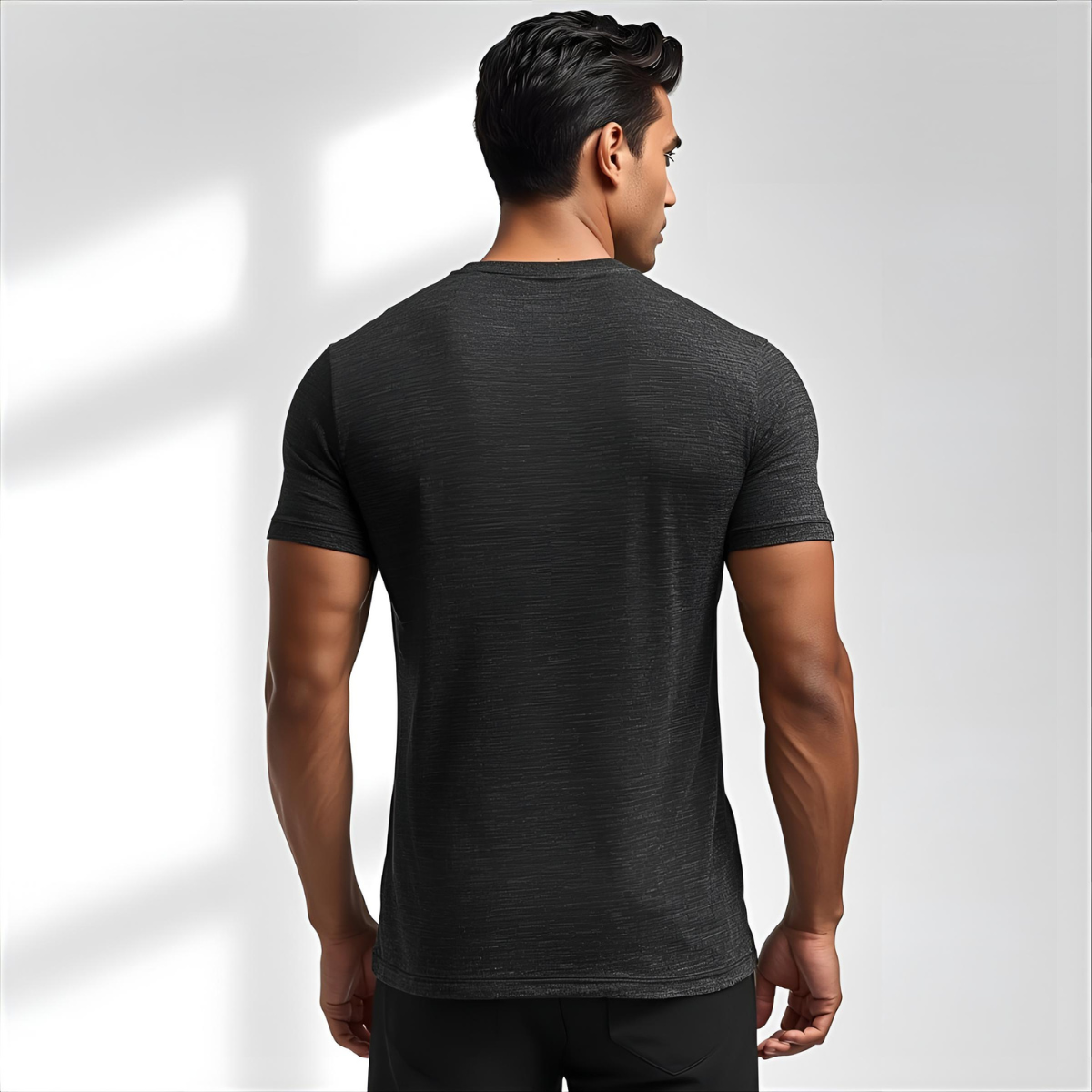 Sharx Half Sleeve Black Melange Cotton T Shirt