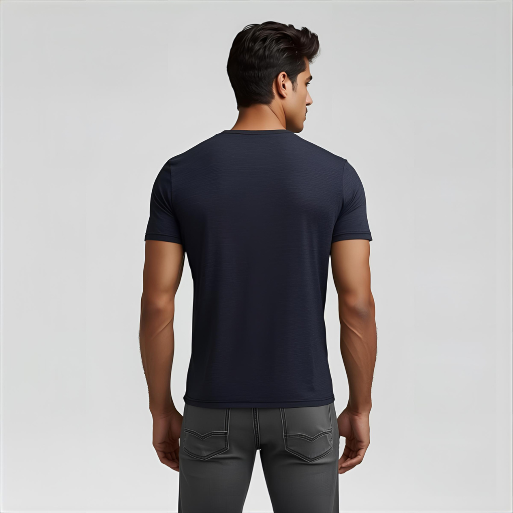 Sharx Half Sleeve Navy Melange Cotton T Shirt