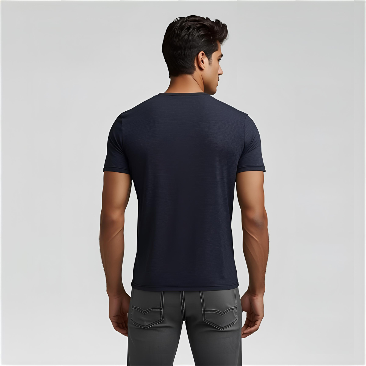 Sharx Half Sleeve Navy Melange Cotton T Shirt