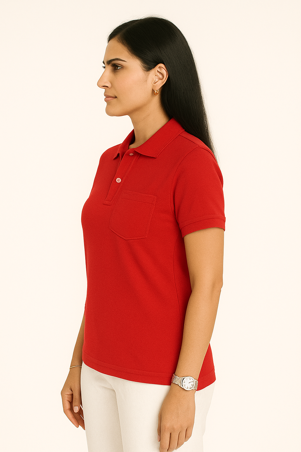 SHARXTRENDS Women’s Pure Cotton Pique Polo T-Shirt | Regular Fit | Ribbed Collar & Half Sleeve | 210–220 GSM | Casual, Office & Daily Wear