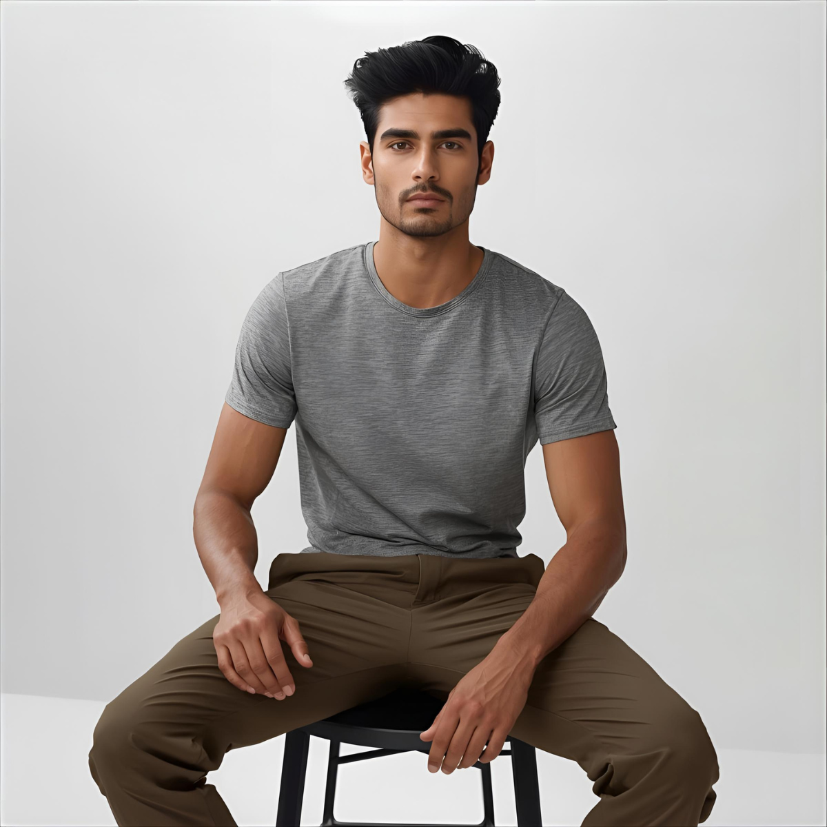 Sharx Half Sleeve Gray Melange Cotton T Shirt