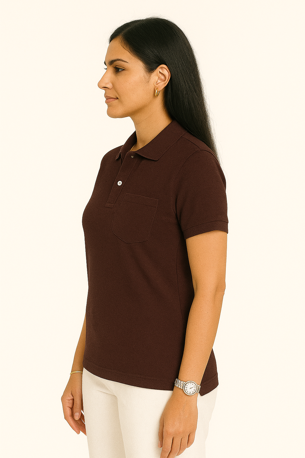 SHARXTRENDS Women’s Pure Cotton Pique Polo T-Shirt | Regular Fit | Ribbed Collar & Half Sleeve | 210–220 GSM | Casual, Office & Daily Wear