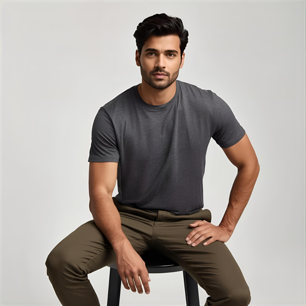 Sharx Half Sleeve Steel Gray Cotton T Shirt