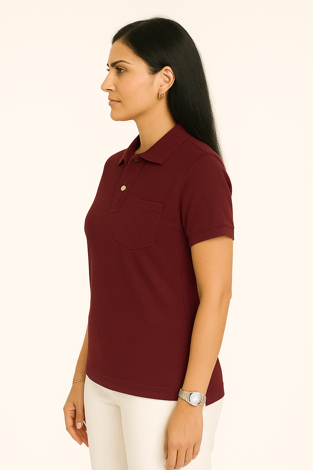 SHARXTRENDS Women’s Pure Cotton Pique Polo T-Shirt | Regular Fit | Ribbed Collar & Half Sleeve | 210–220 GSM | Casual, Office & Daily Wear