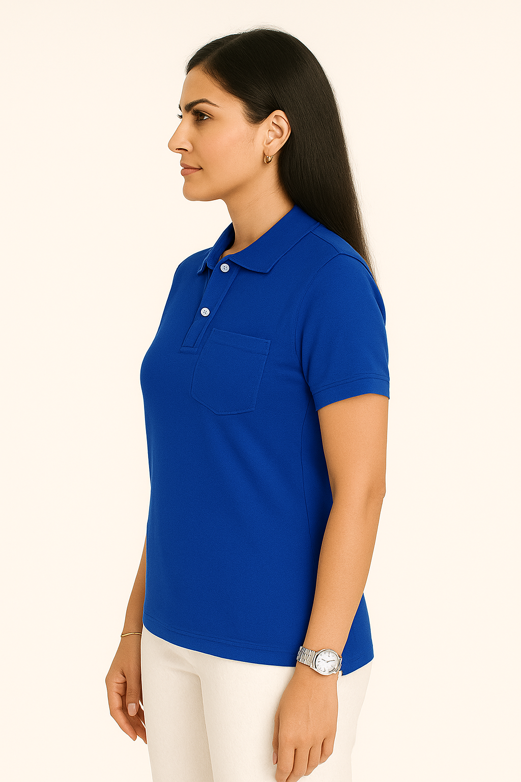 SHARXTRENDS Women’s Pure Cotton Pique Polo T-Shirt | Regular Fit | Ribbed Collar & Half Sleeve | 210–220 GSM | Casual, Office & Daily Wear