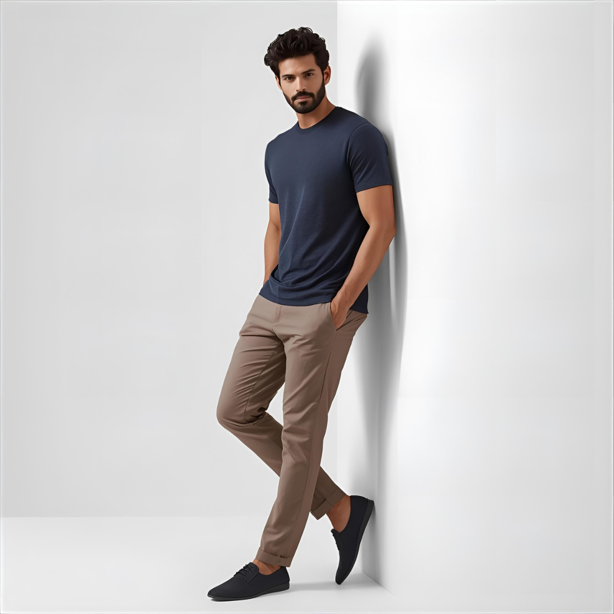 Sharx Half Sleeve Navy Melange Cotton T Shirt