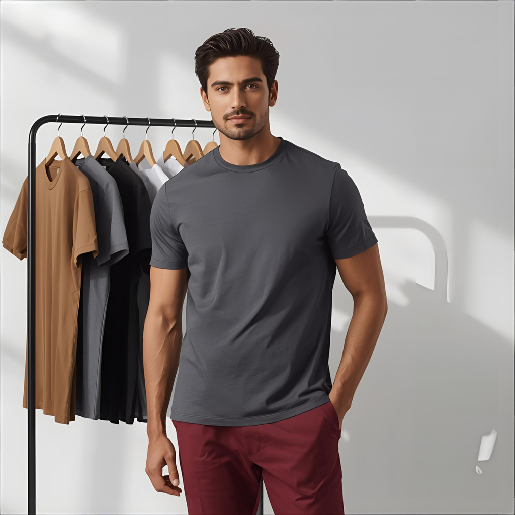 Sharx Half Sleeve Steel Gray Cotton T Shirt