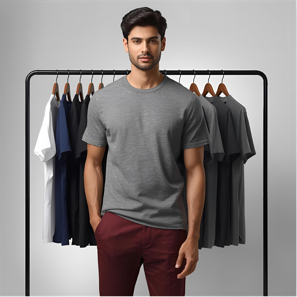 Sharx Half Sleeve Gray Melange Cotton T Shirt