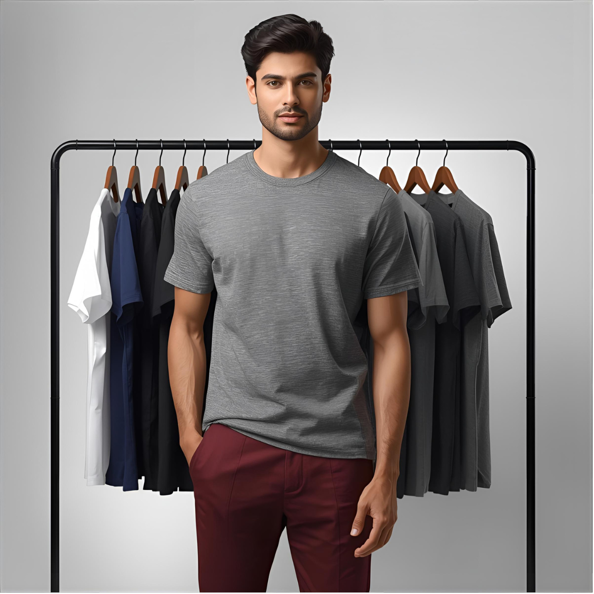 Sharx Half Sleeve Gray Melange Cotton T Shirt