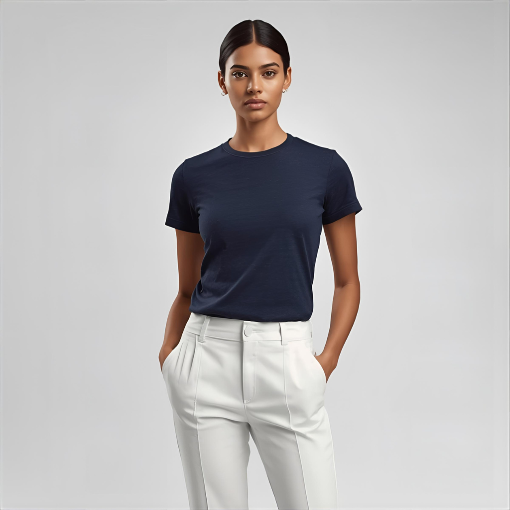 Sharx Half Sleeve Navy Melange Cotton T Shirt