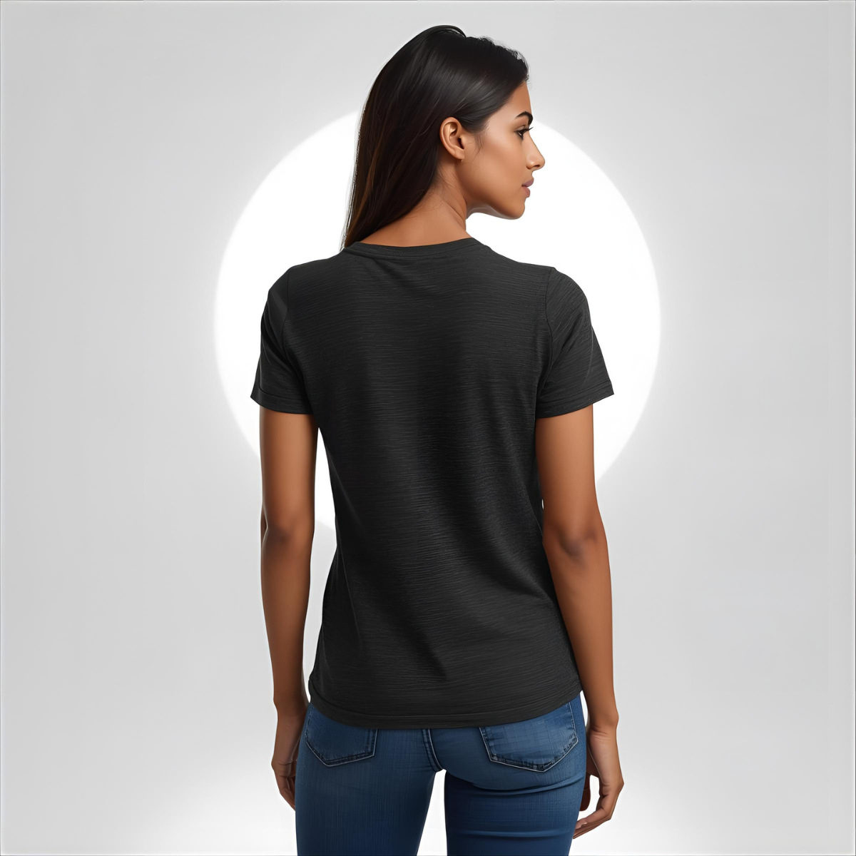 Sharx Half Sleeve Black Melange Cotton T Shirt