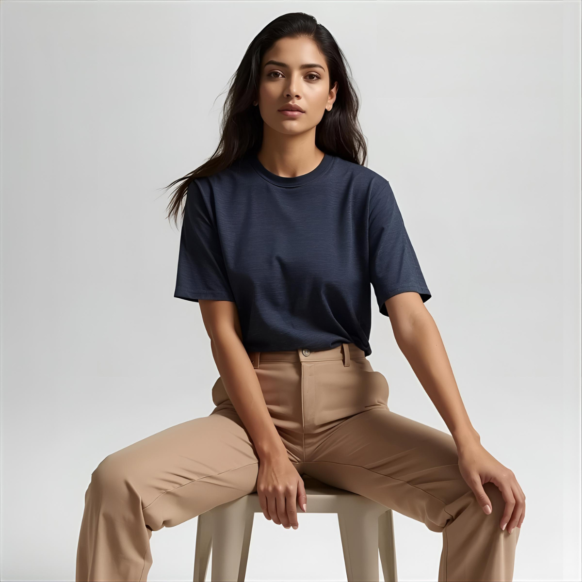 Sharx Half Sleeve Navy Melange Cotton T Shirt