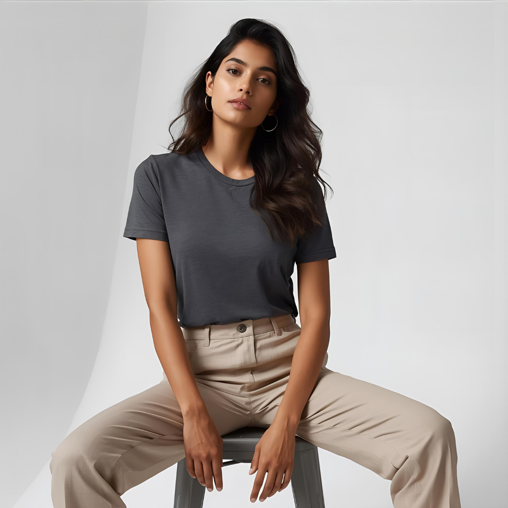 Sharx Half Sleeve Steel Gray Cotton T Shirt