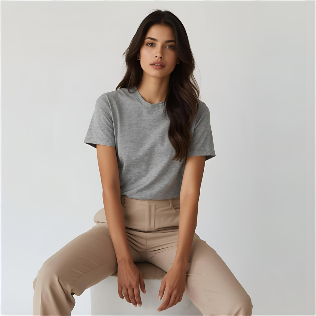 Sharx Half Sleeve Gray Melange Cotton T Shirt