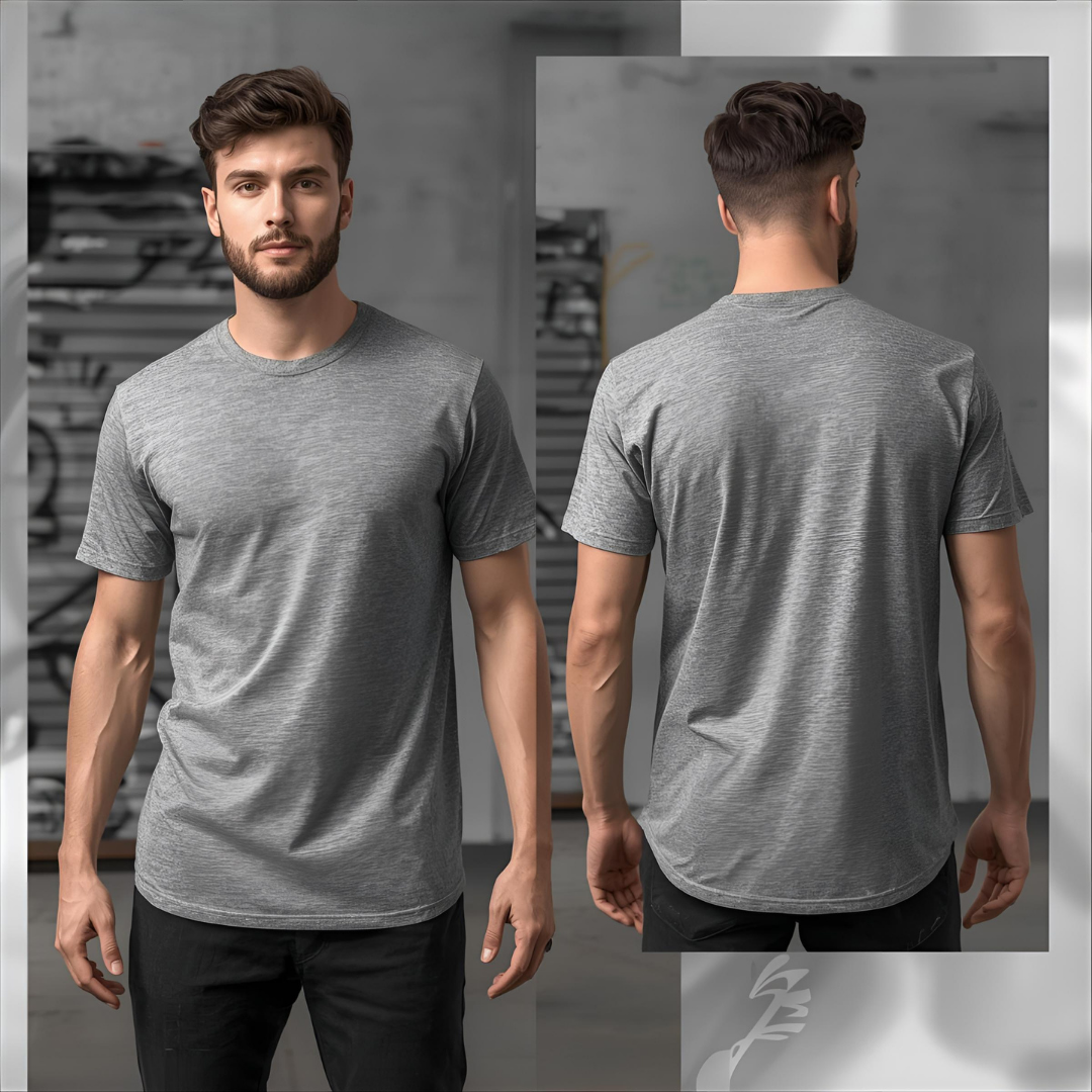 Sharx Half Sleeve Gray Melange Cotton T Shirt