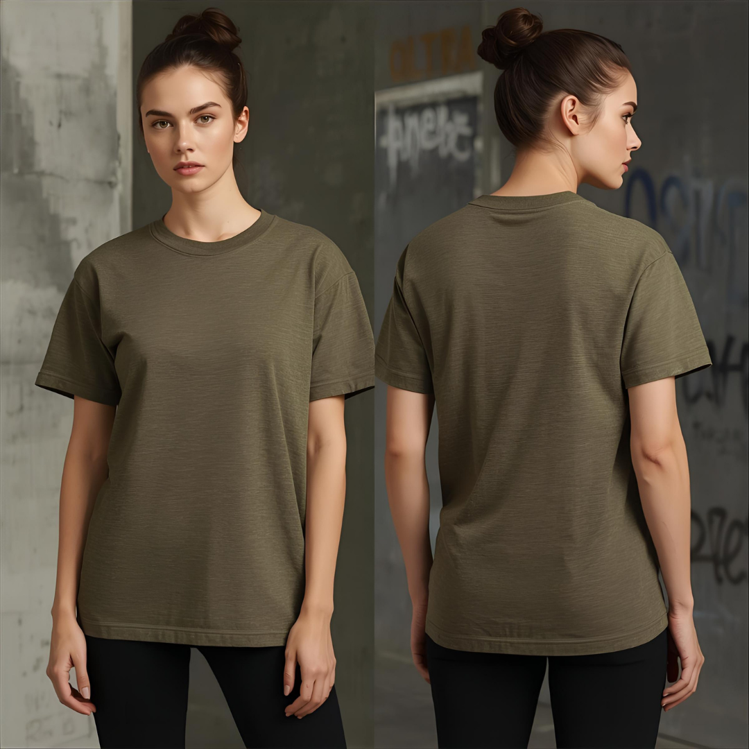 Sharx Half Sleeve Olive Melange Cotton T Shirt