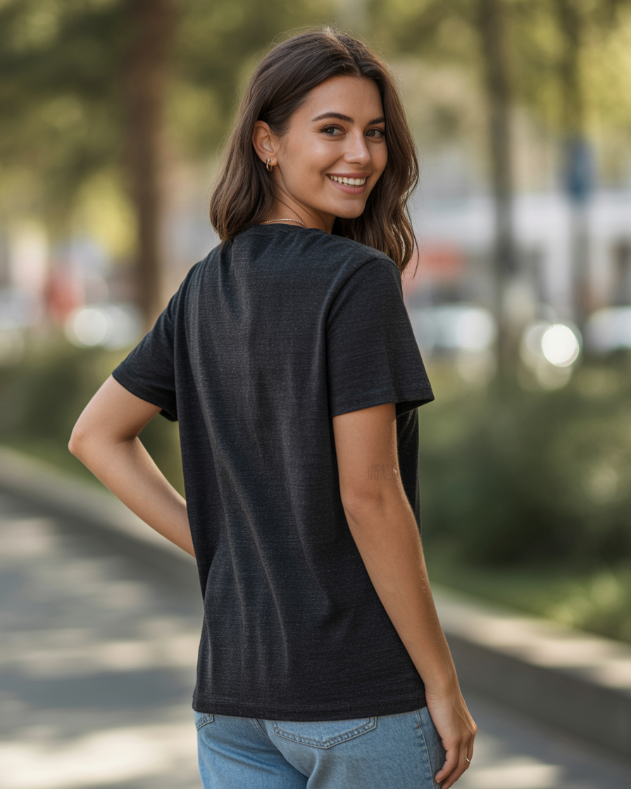 Sharx Half Sleeve Black Melange Cotton T Shirt