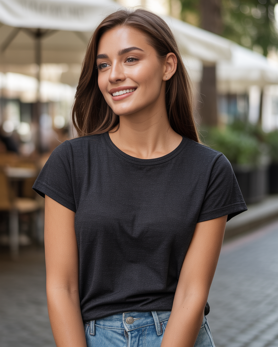 Sharx Half Sleeve Black Melange Cotton T Shirt