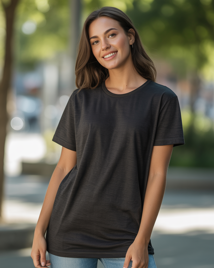 Sharx Half Sleeve Black Melange Cotton T Shirt