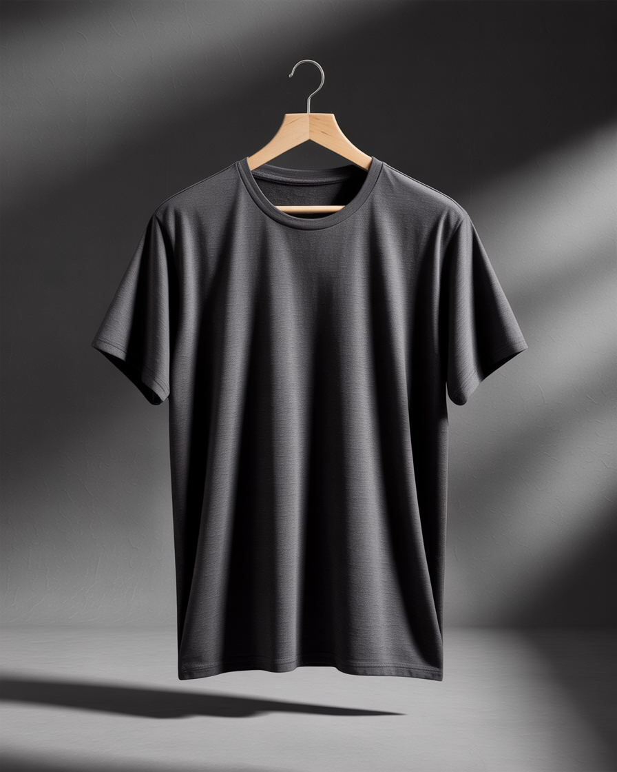 Sharx Half Sleeve Black Melange Cotton T Shirt
