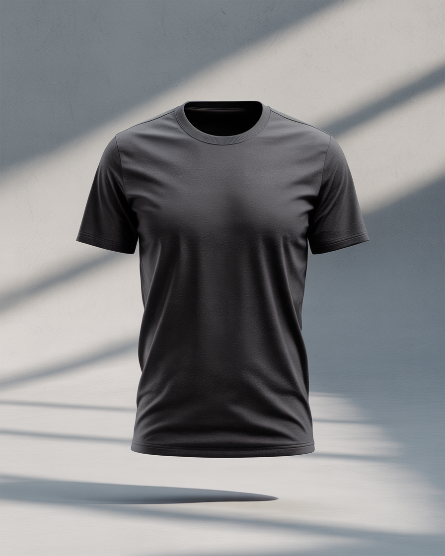 Sharx Half Sleeve Black Melange Cotton T Shirt
