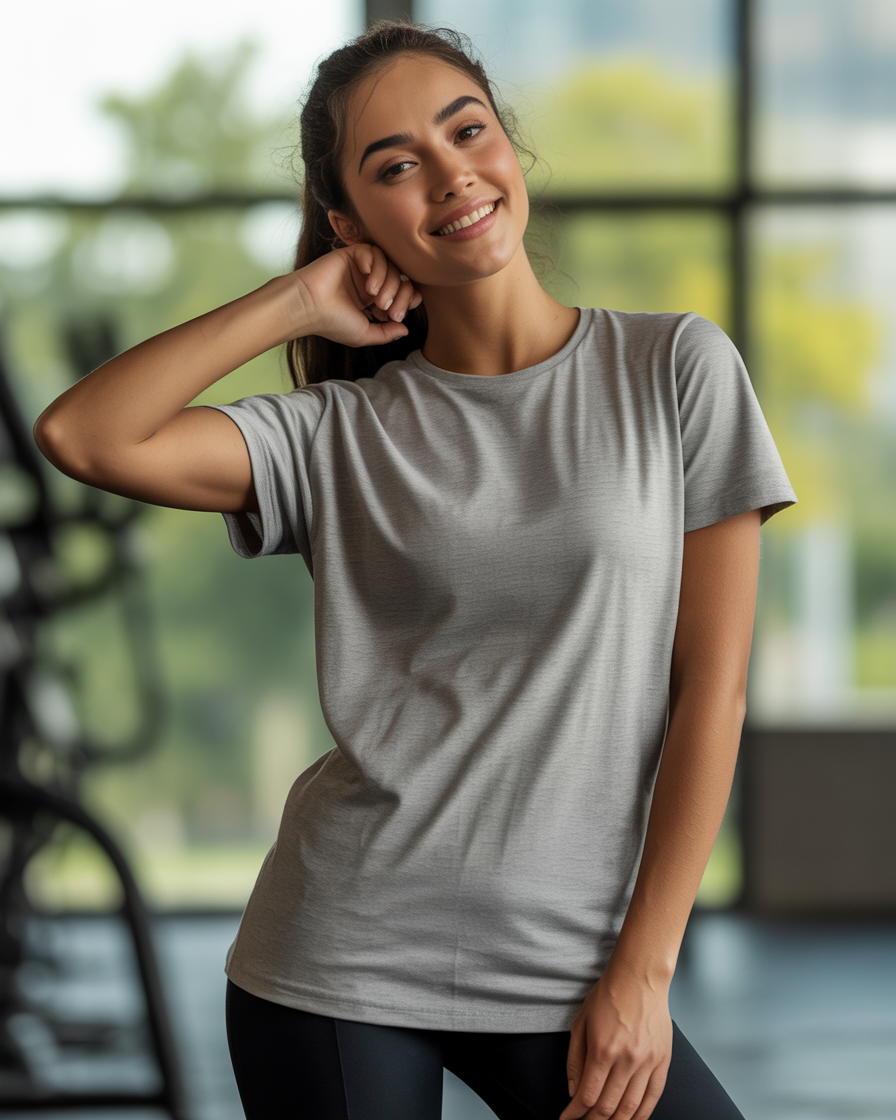 Sharx Half Sleeve Gray Melange Cotton T Shirt
