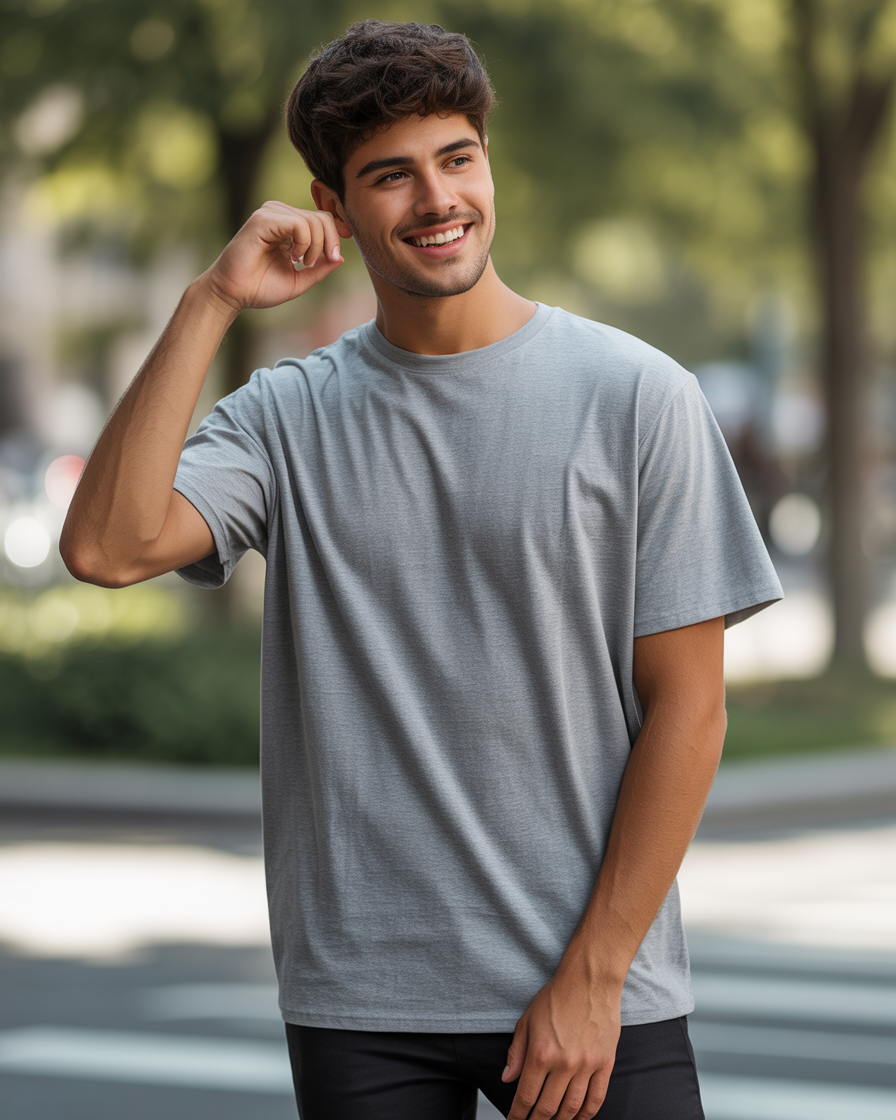 Sharx Half Sleeve Gray Melange Cotton T Shirt