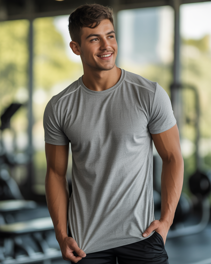 Sharx Half Sleeve Gray Melange Cotton T Shirt