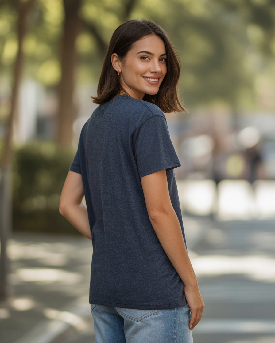 Sharx Half Sleeve Navy Melange Cotton T Shirt