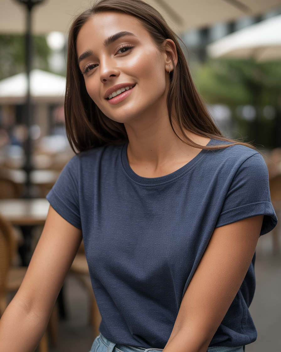 Sharx Half Sleeve Navy Melange Cotton T Shirt