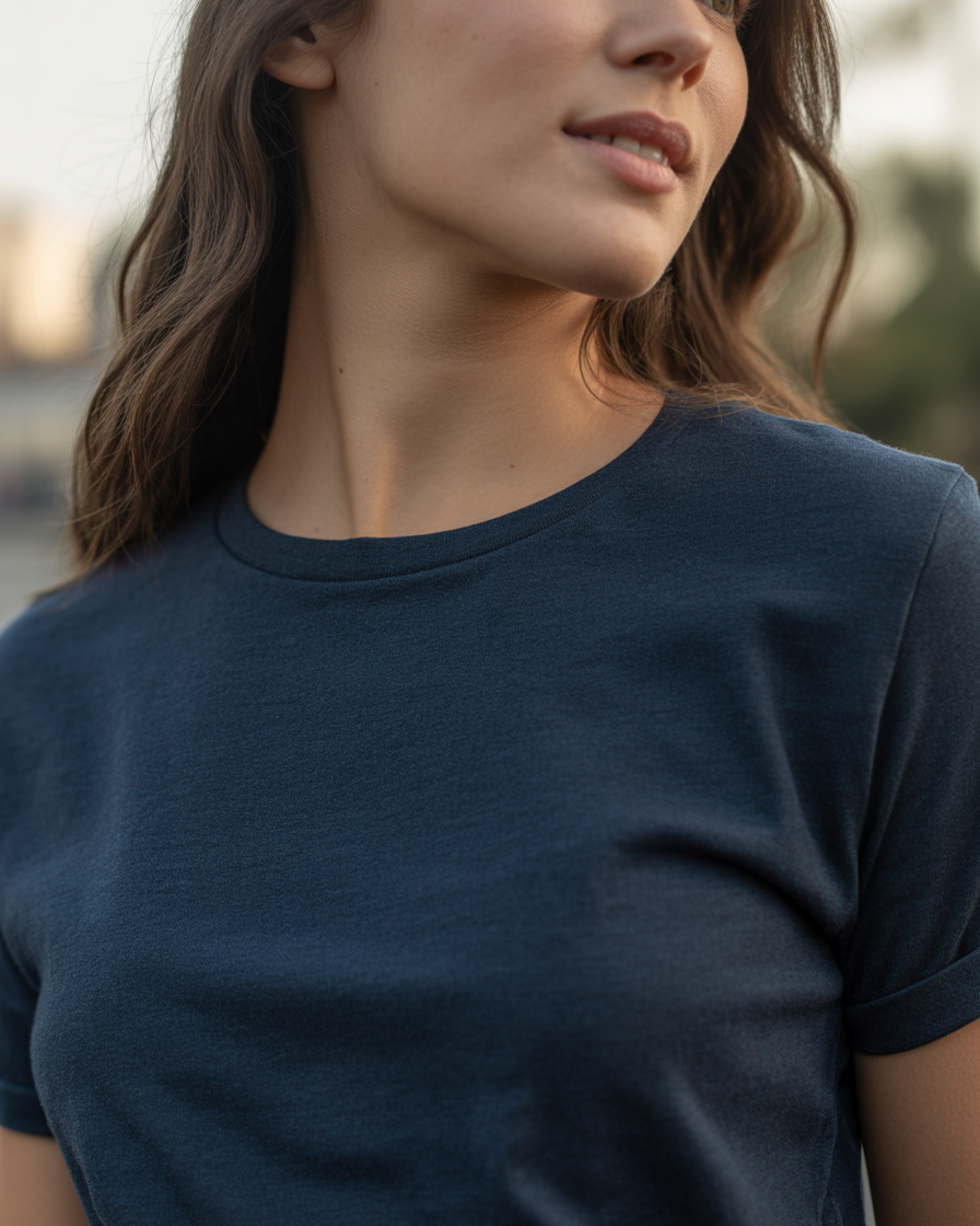 Sharx Half Sleeve Navy Melange Cotton T Shirt