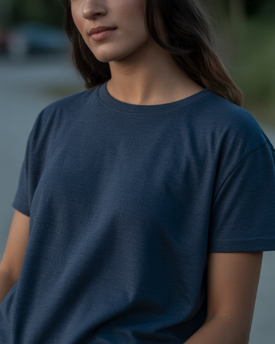 Sharx Half Sleeve Navy Melange Cotton T Shirt