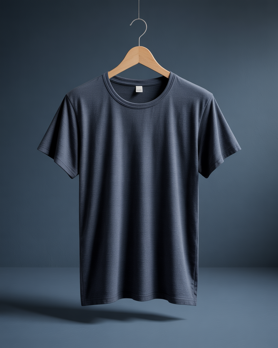 Sharx Half Sleeve Navy Melange Cotton T Shirt