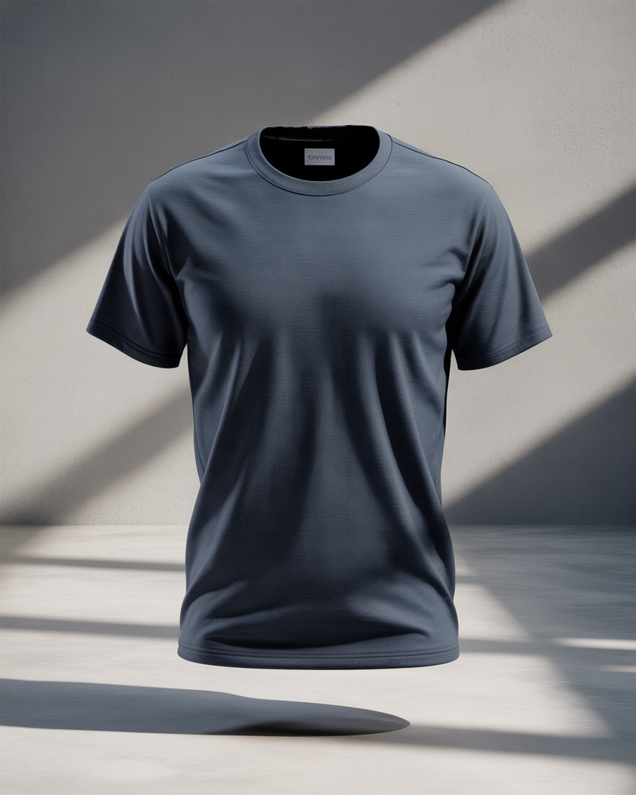 Sharx Half Sleeve Navy Melange Cotton T Shirt